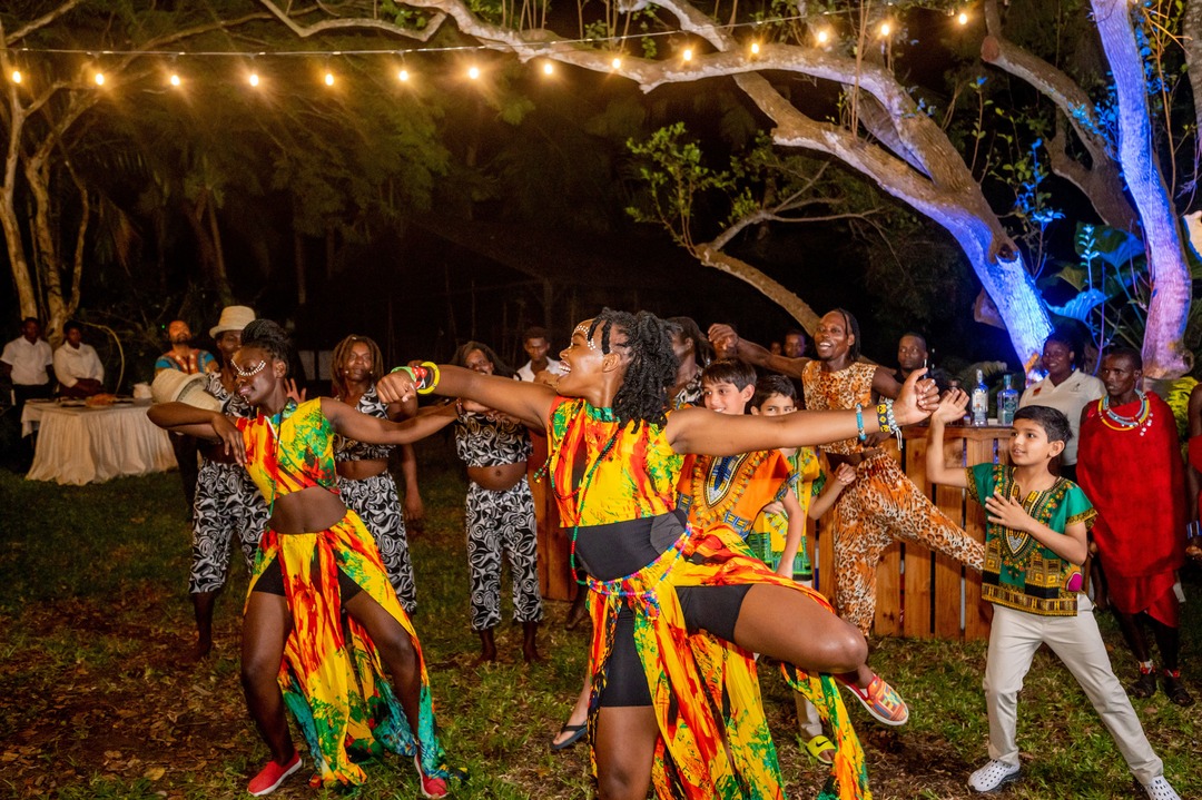 Beachfront wedding reception at night, Kilifi, Kenya